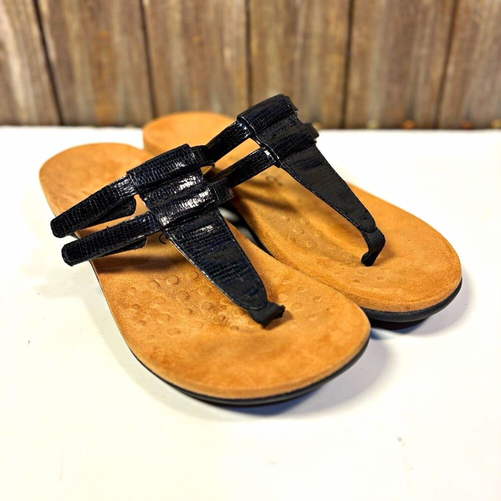 Vionic Womens Black Thong Sandals Strappy Slip On US Shoe Size 8